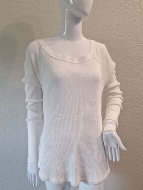 We The Free Slouchy White Waffle Weave Tee